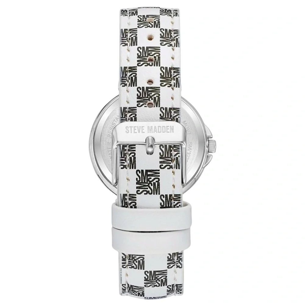 Steve Madden Logo in Black & White Checkered Pattern Watch, 36mm